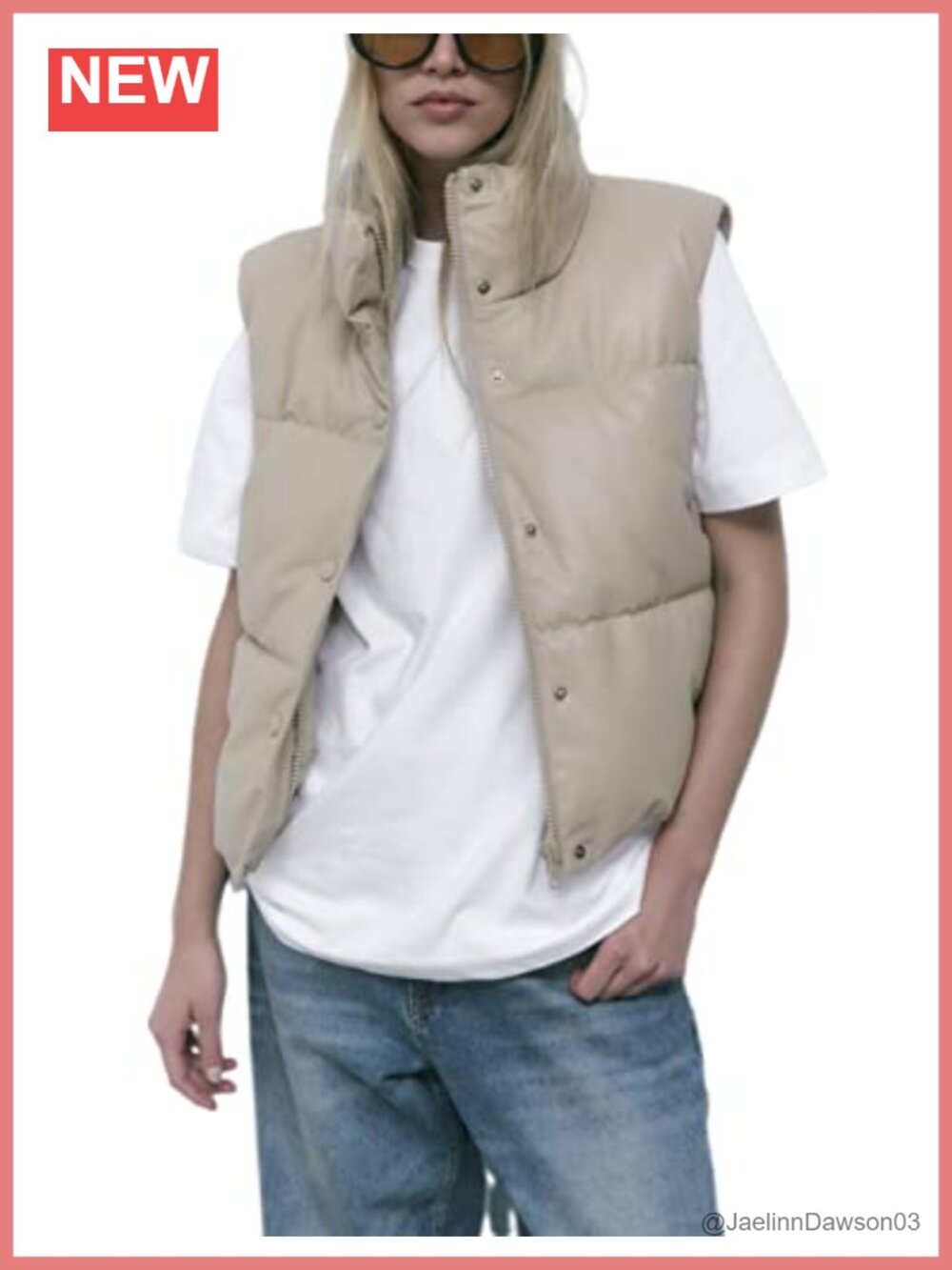Faux Leather Puffer Vest Zip Up Sleeveless Winter Cropped Jacket